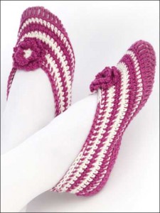 Flowers and Stripes Slippers – Free Crochet Pattern