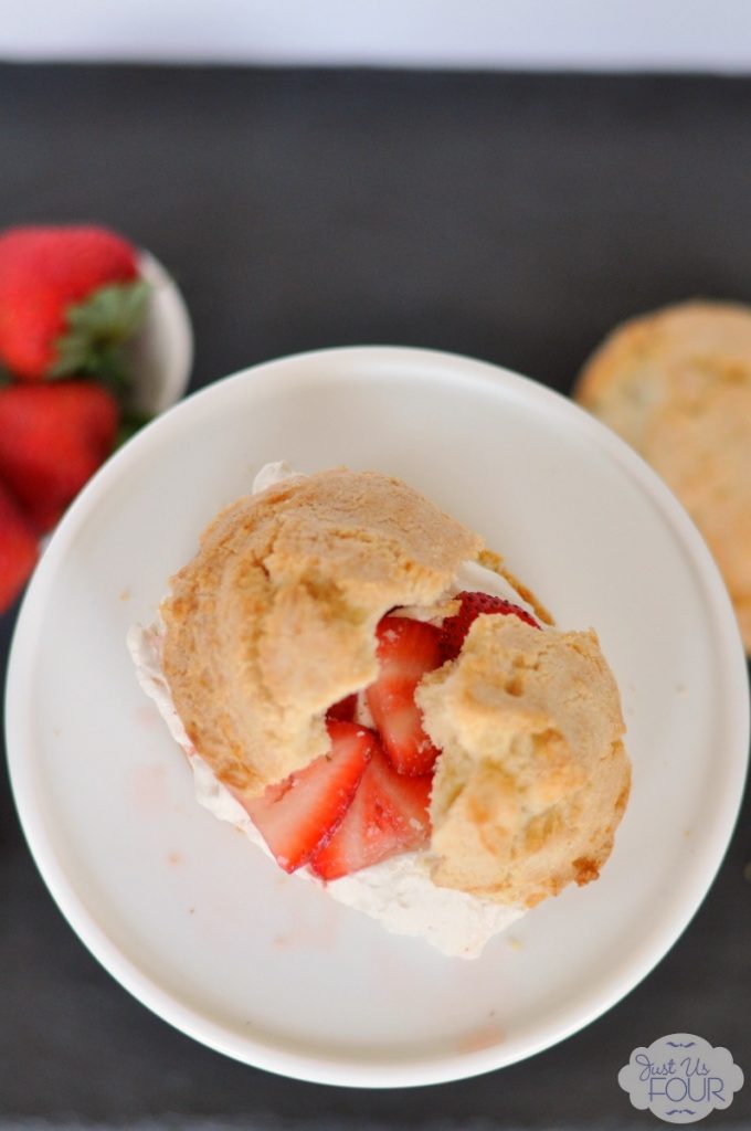 Fresh strawberries combined with delicious cheesecake filling and a fresh baked shortcake. Yum!