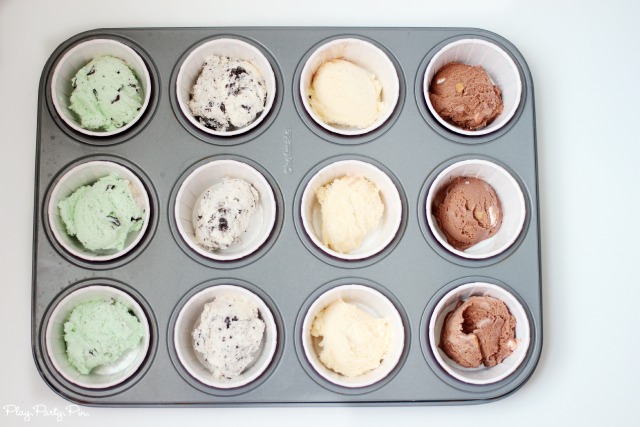 Ice cream in muffin tins