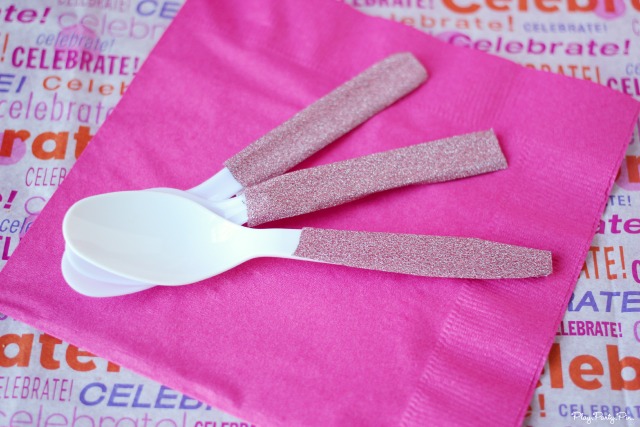 Pink glittery spoons