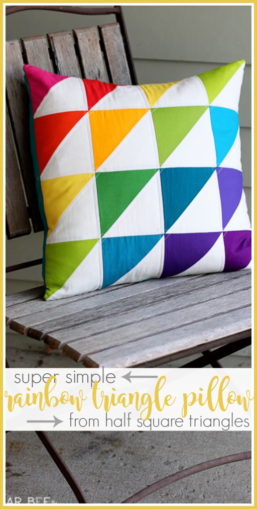 hst rainbow triangle pillow half square triangle simple quilting
