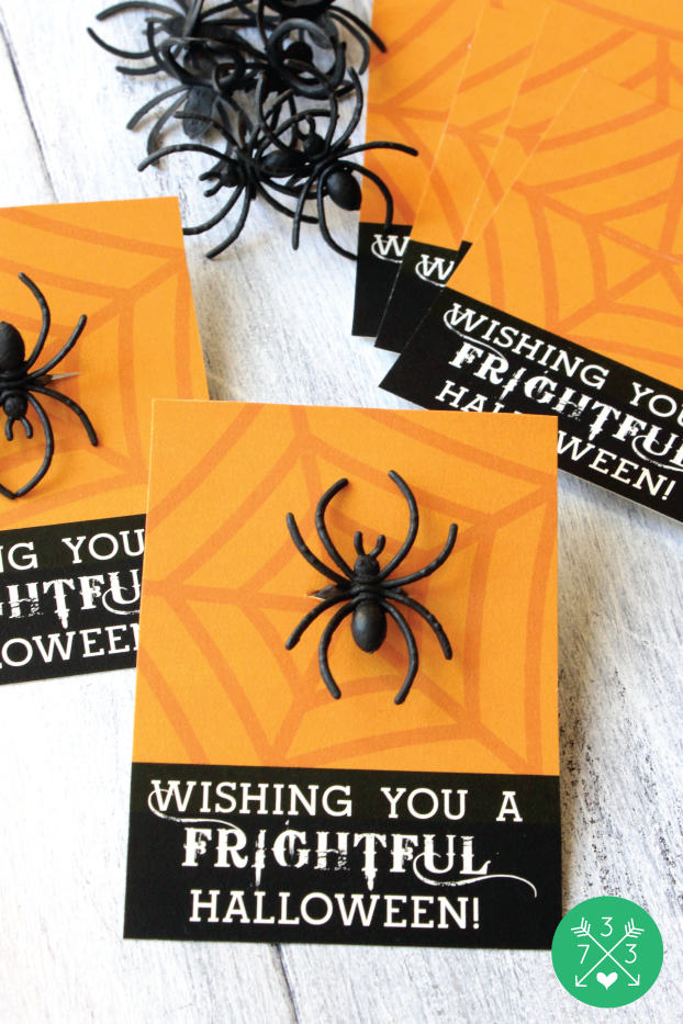 Free Printable Halloween Spider Ring Cards from @733blog