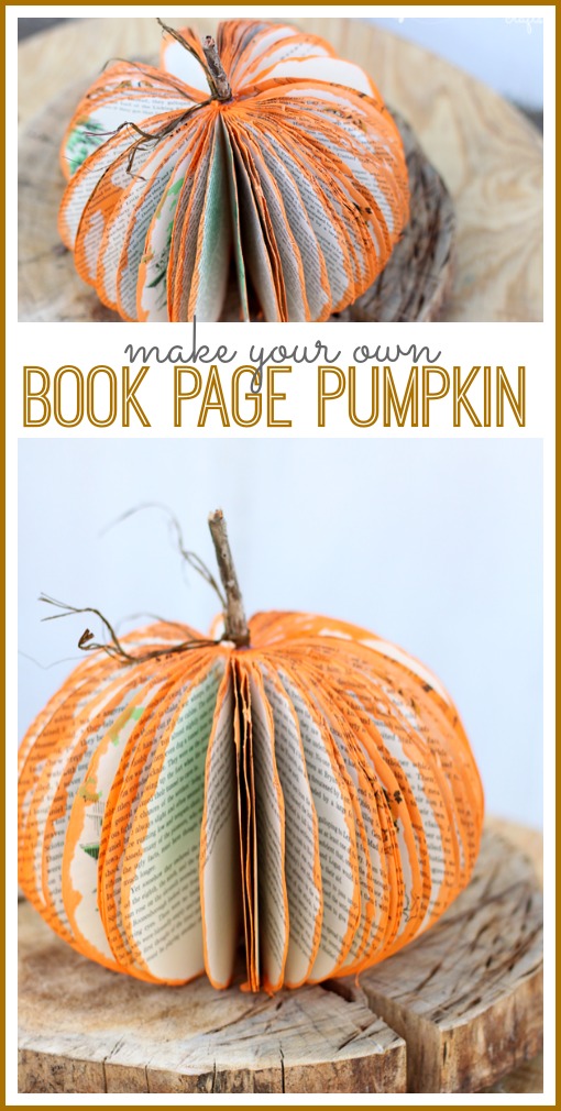 how to make your own book page pumpkin