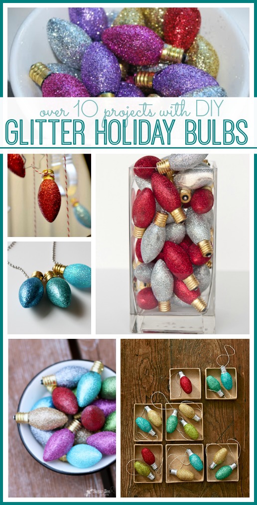 glitter holiday christmas light bulbs projects