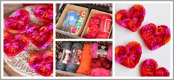 crochet hearts storage