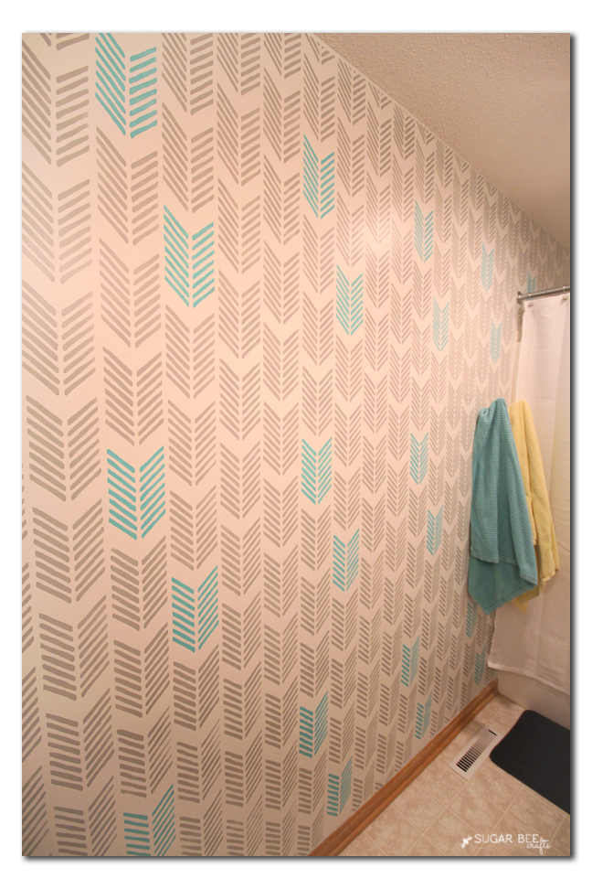how to arrow stencil bathroom gray turquoise