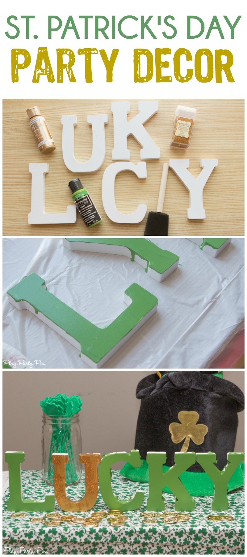 Easy St. Patrick's Day party decorations from www.playpartypin.com 
