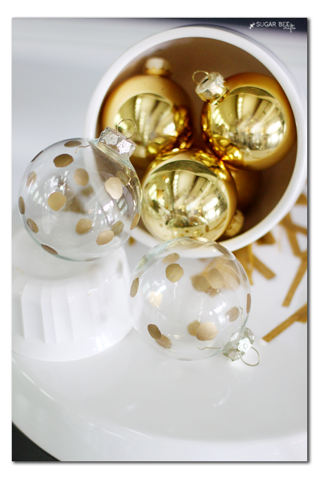make your own gold polkadot ornament
