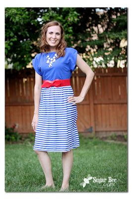 DIY Knit Patriotic Dress with dolman sleeves