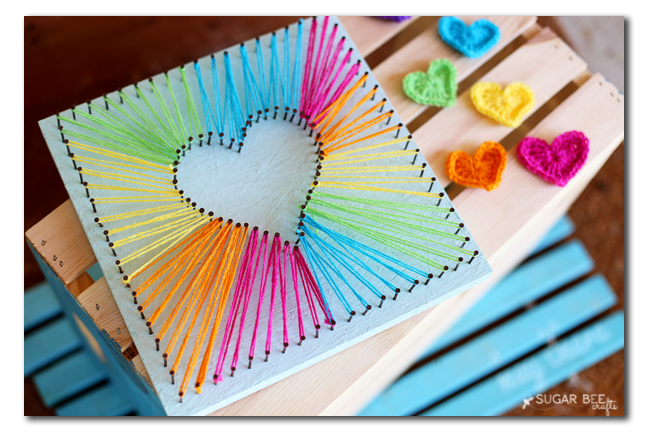 how to make rainbow heart string art
