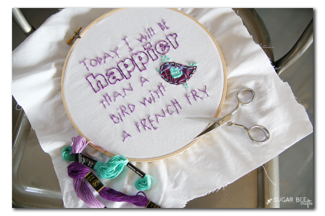 happier than a french fry diy embroidery