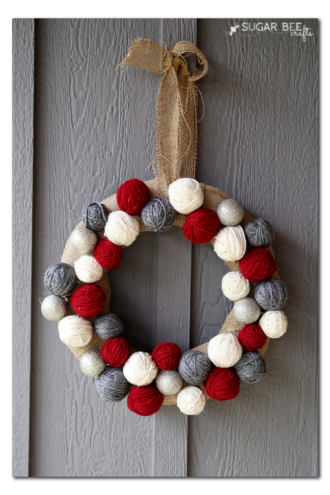 winter yarn ball wreath how to make
