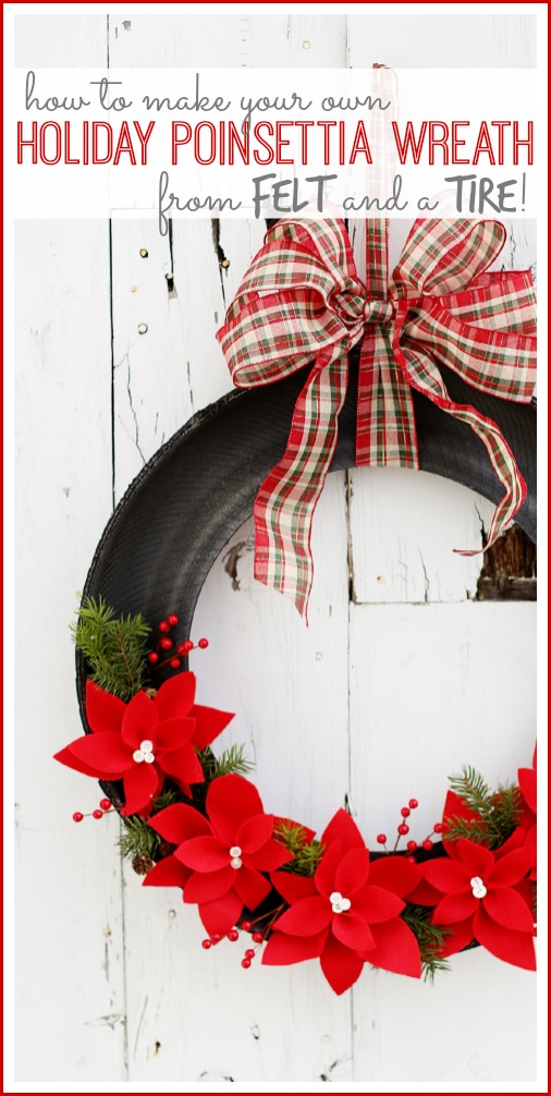 Holiday Poinsettia Tire Wreath
