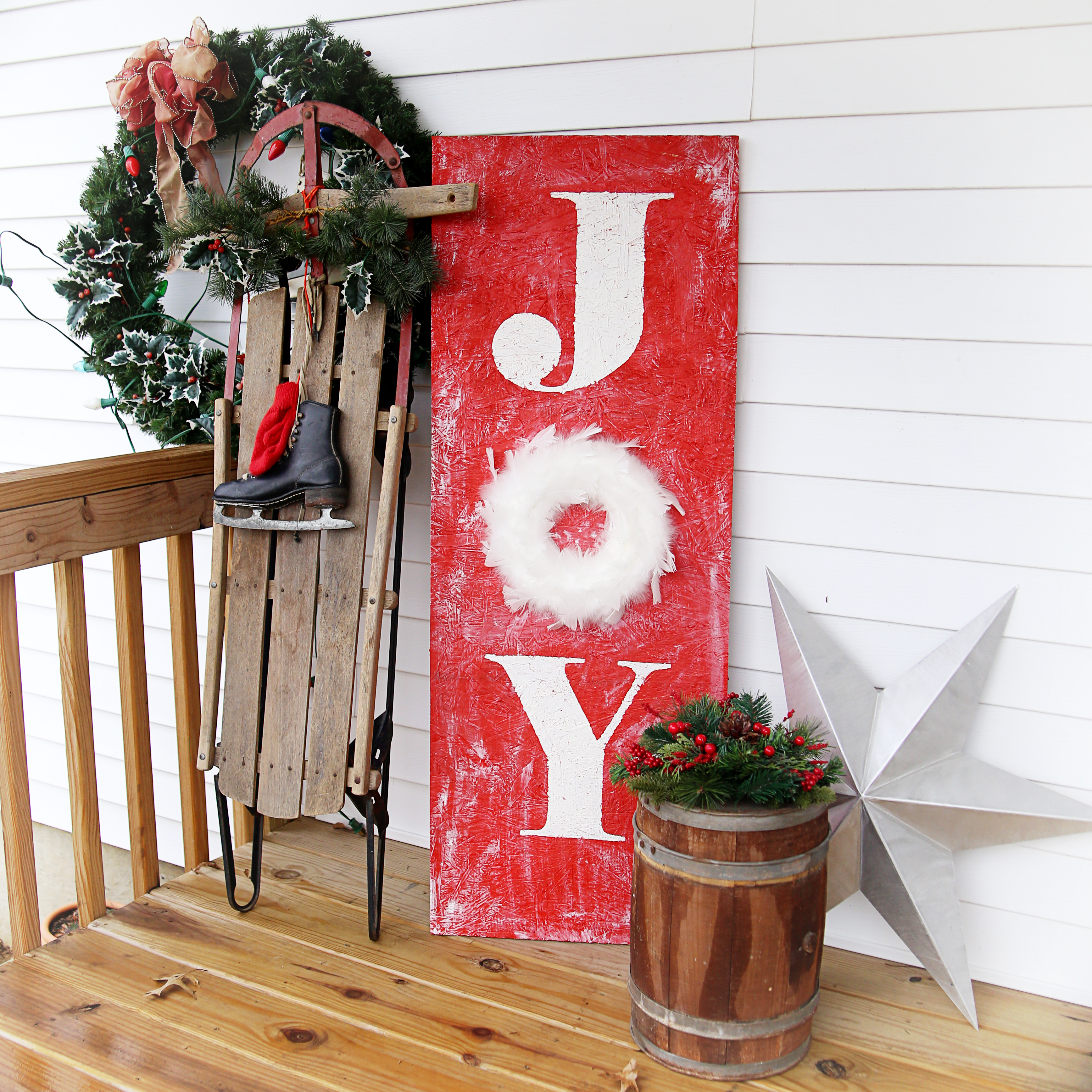 Joy Santa Claus Christmas wreath sign Christmas wreath sign