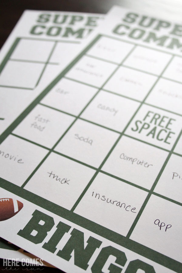 What a great idea for my Super Bowl Party! Super Bowl Commercial Bingo!