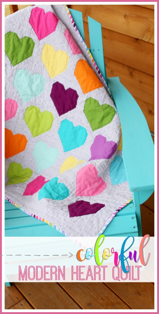 colorful modern heart quilt