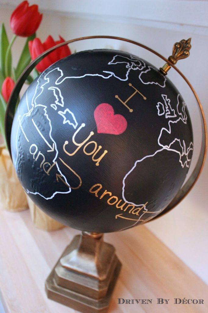 valentines chalkboard globe project I love you around the world WM