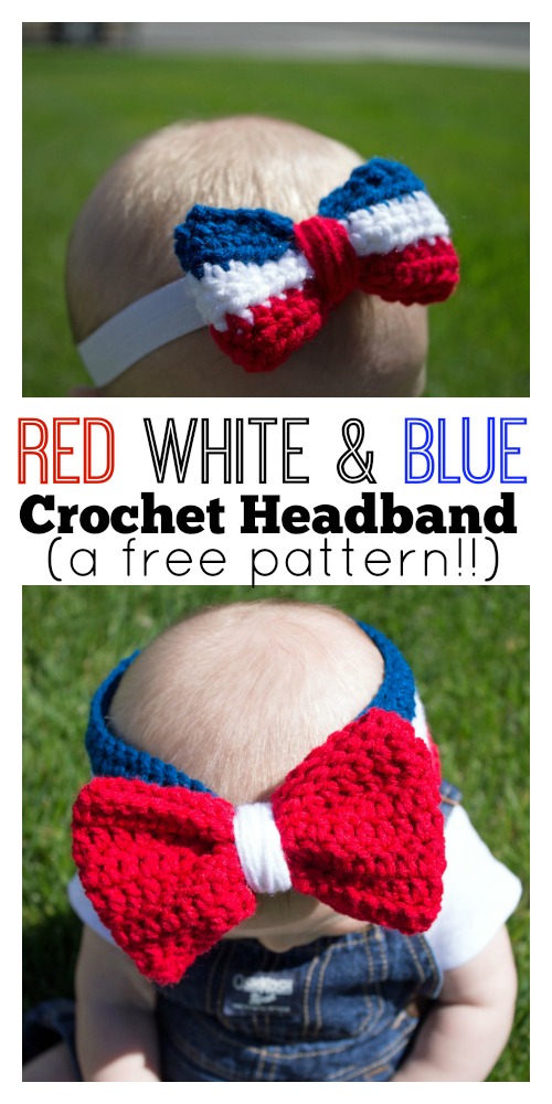 Red White and Blue Crochet Headband
