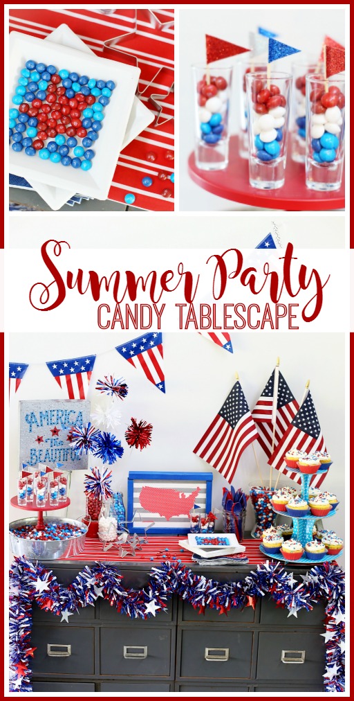 summer party candy tablescape