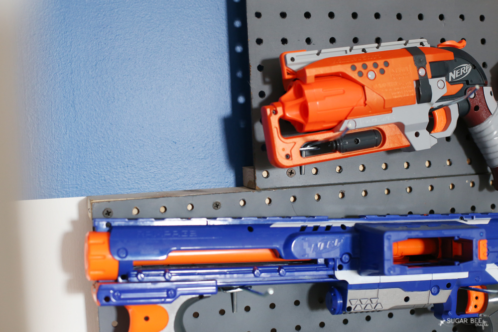 how to hang pegboard for nerf wall storage
