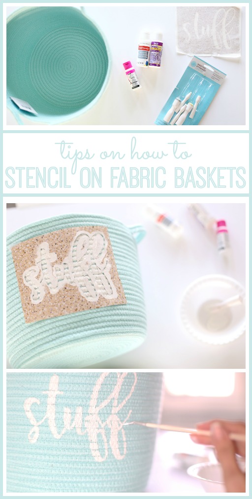 how to stencil on fabric baskets