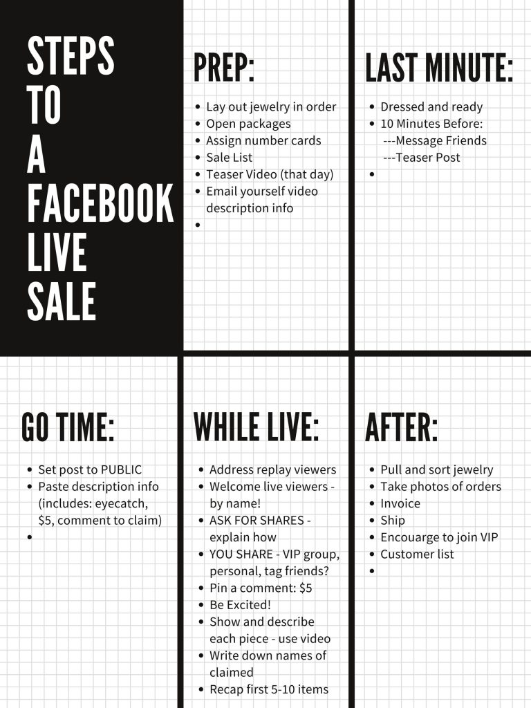 facebook live sale checklist