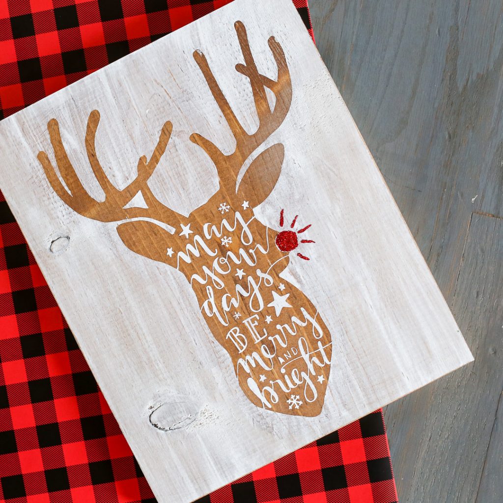 Reindeer stained stenciled sign-3